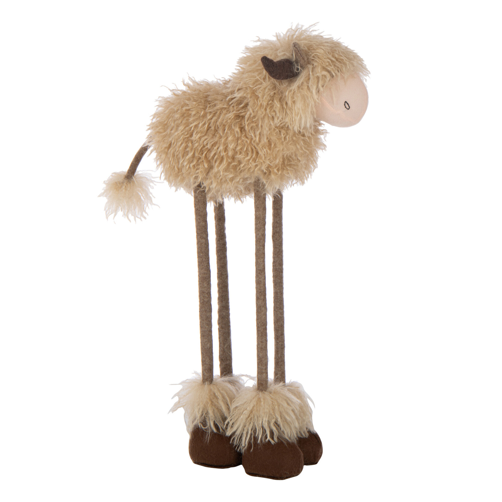 J-Line décoration Vache Télescopique - polyester - brun foncé/beige - small