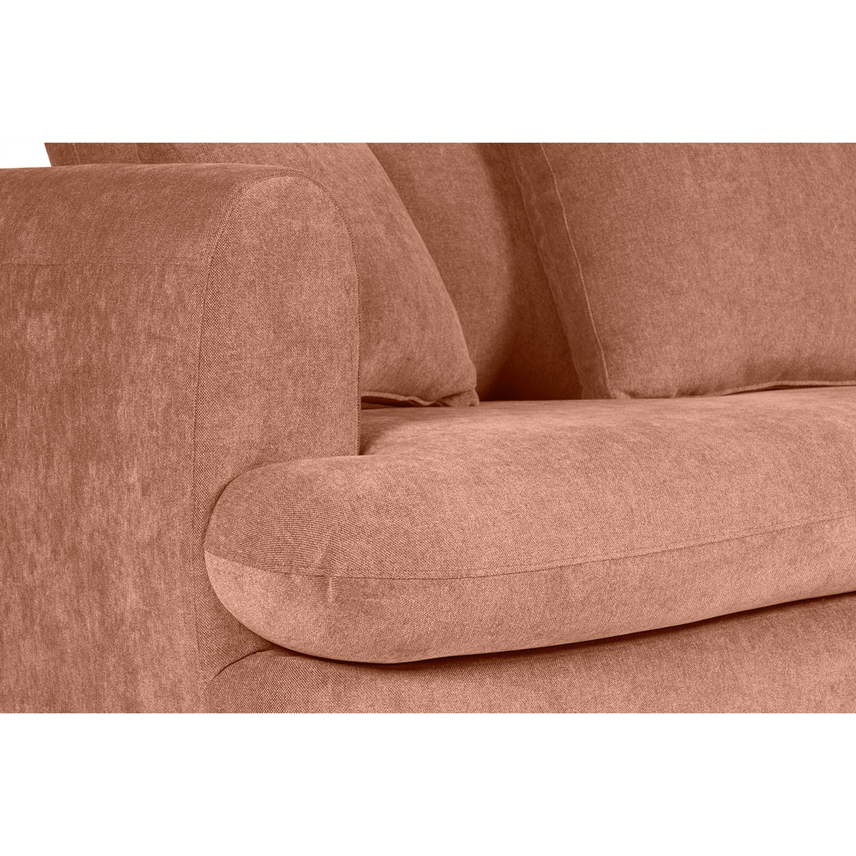 Canapé déhoussable 3-4 places design haricot en tissu effet velours terre brûlée SACHA