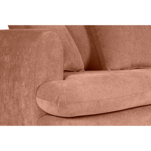 Canapé déhoussable 3-4 places design haricot en tissu effet velours terre brûlée SACHA