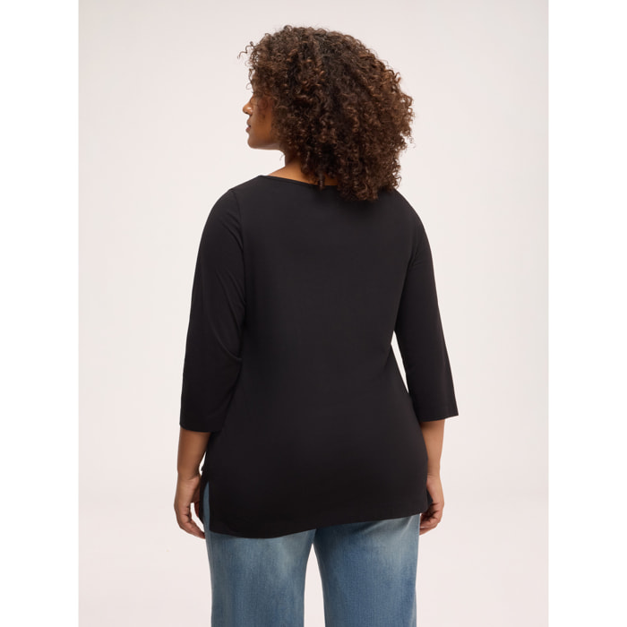 Fiorella Rubino - Camiseta con escote barco - Negro