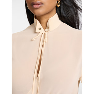 Elena Mirò - Camicia lunga in georgette - Beige