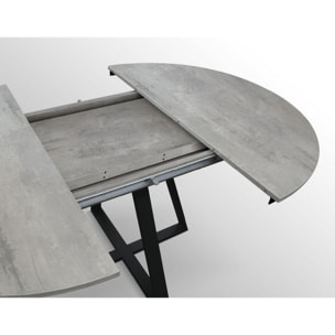 Tavolo rotondo PANTELLERIA in legno effetto grigio cemento con base a X in metallo antracite, allungabile ⌀120 cm - ⌀170 cm