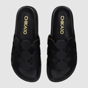 Sandalias de Piel - Negro - Tacón: Bajo