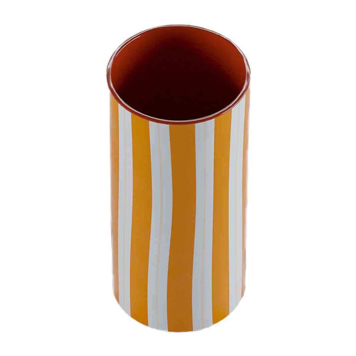 Vase cylindrique à rayures orange, modèle medium