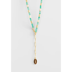 Collana U.S. Polo Assn. In metallo placcato oro con pietre naturali
