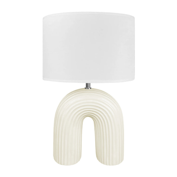 Lampada Da Tavolo Comodino Ricaricabile Accensione On/Off Modello Mykonos Bianco