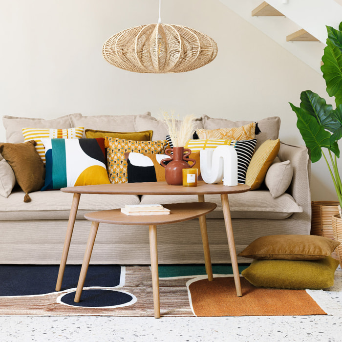 Lot de 2 tables gigognes "Mileo" pin L88/98cm