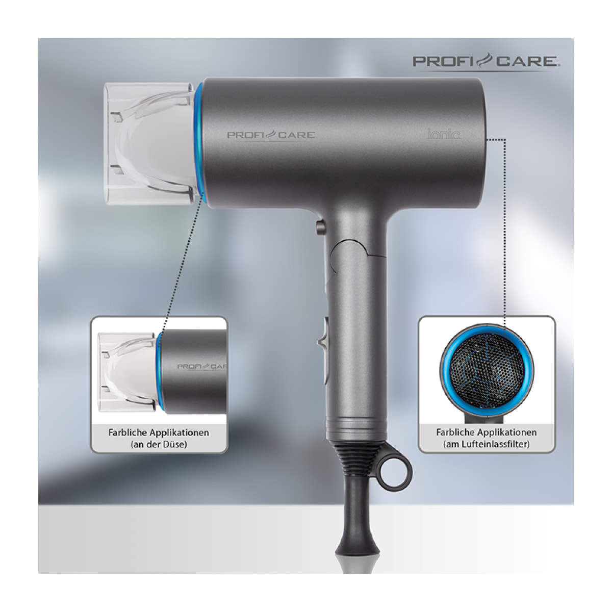 Sèche cheveux pliable 1600W Proficare PC-HT 3073 Bleu