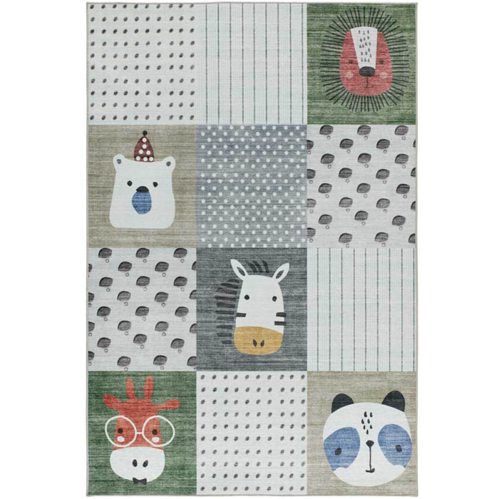 CANDY Alfombra infantil lavable con animales multicolor, 120x170 cm