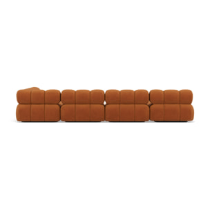 Ruby - canapé panoramique modulable d'angle droit 7 places en velours texturé - Terracotta