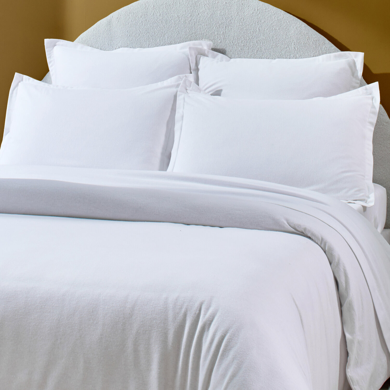 Housse de couette 100% flanelle de coton unie - blanc