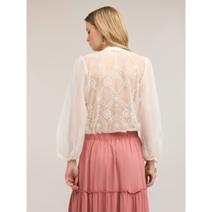 Motivi - Camicia con pizzo sulla schiena - Bianco