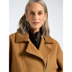 Elena Mirò - Giaccone misto lana chiusura asimmetrica - Beige