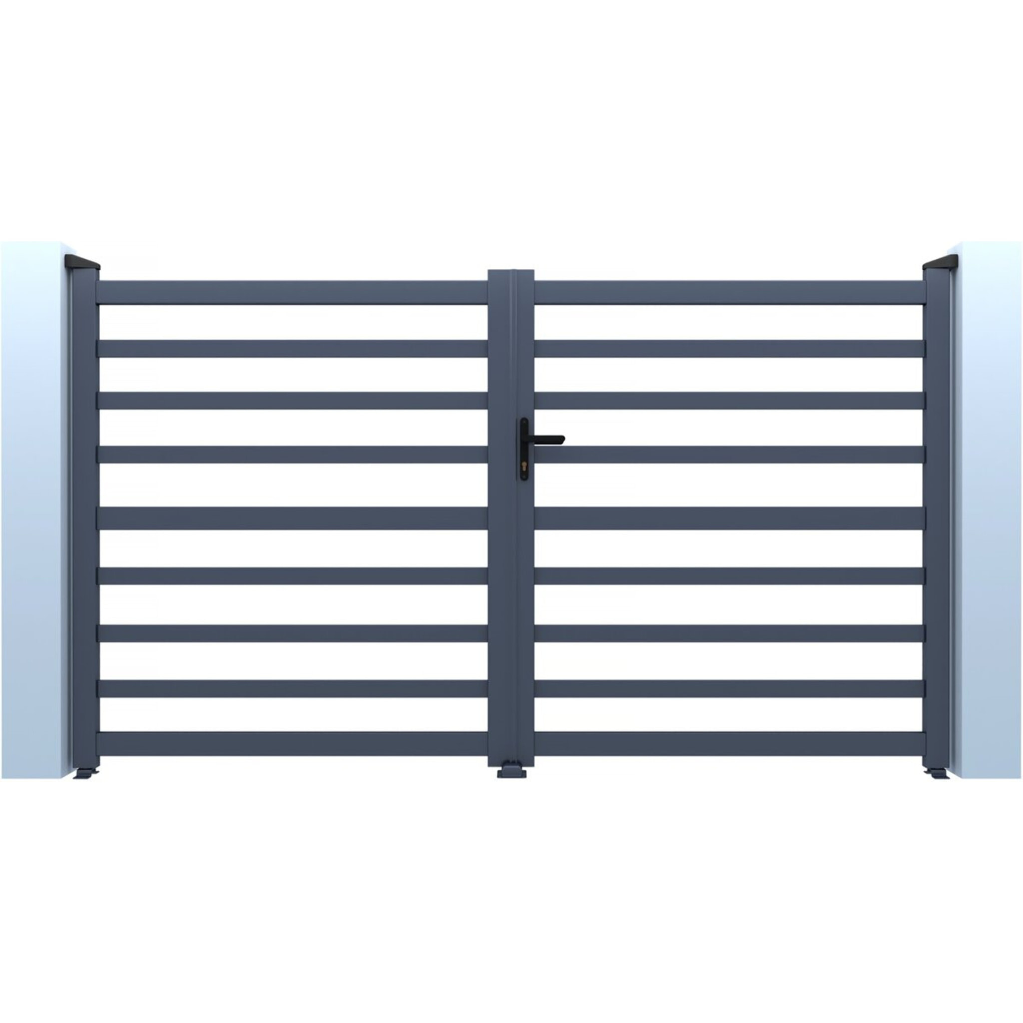 Portail aluminium ajouré "Martin" - 340 x 180 cm - Gris