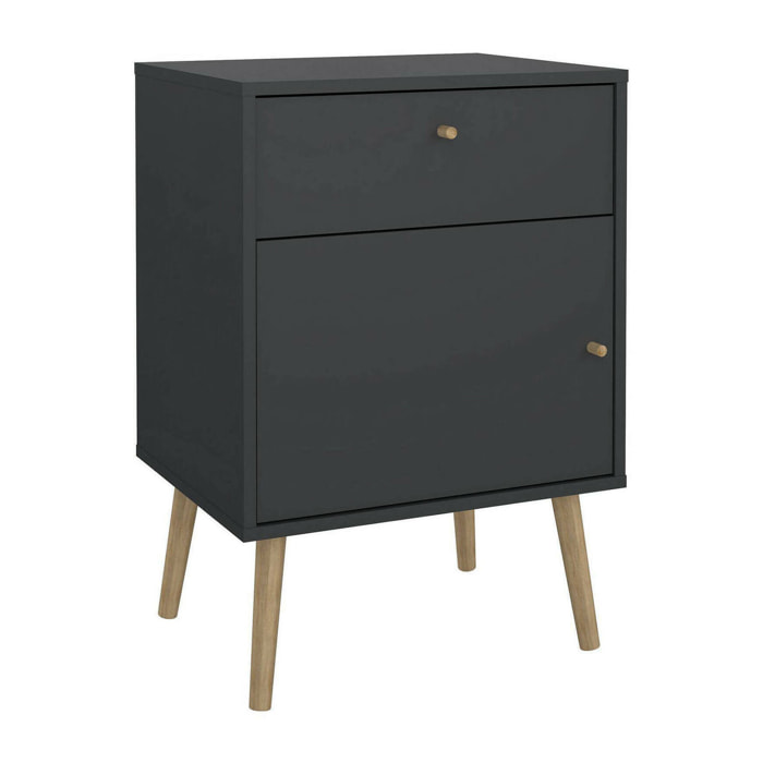 Comodino Antenati, Comò basso, Tavolino da notte, Mensola da letto, 50x39 h72 cm, Grigio