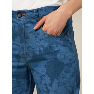 Oltre - Pantalones efecto denim estampado - Azul