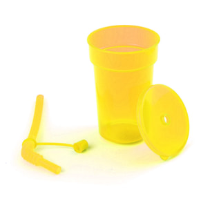 Bicchiere trasparente con coperchio e cannuccia 400 ml.