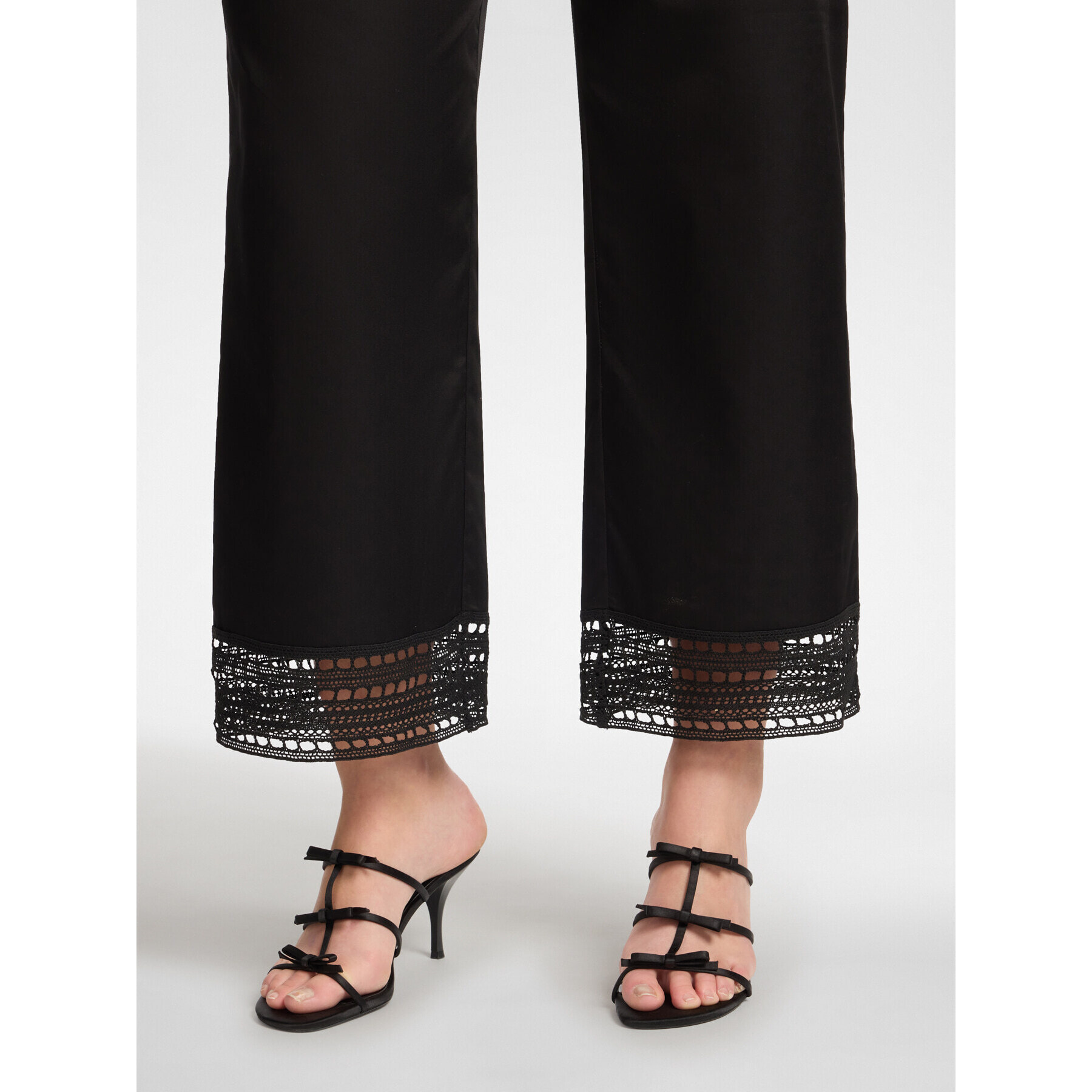 Elena Mirò - Pantaloni misto cotone con pizzo - Nero