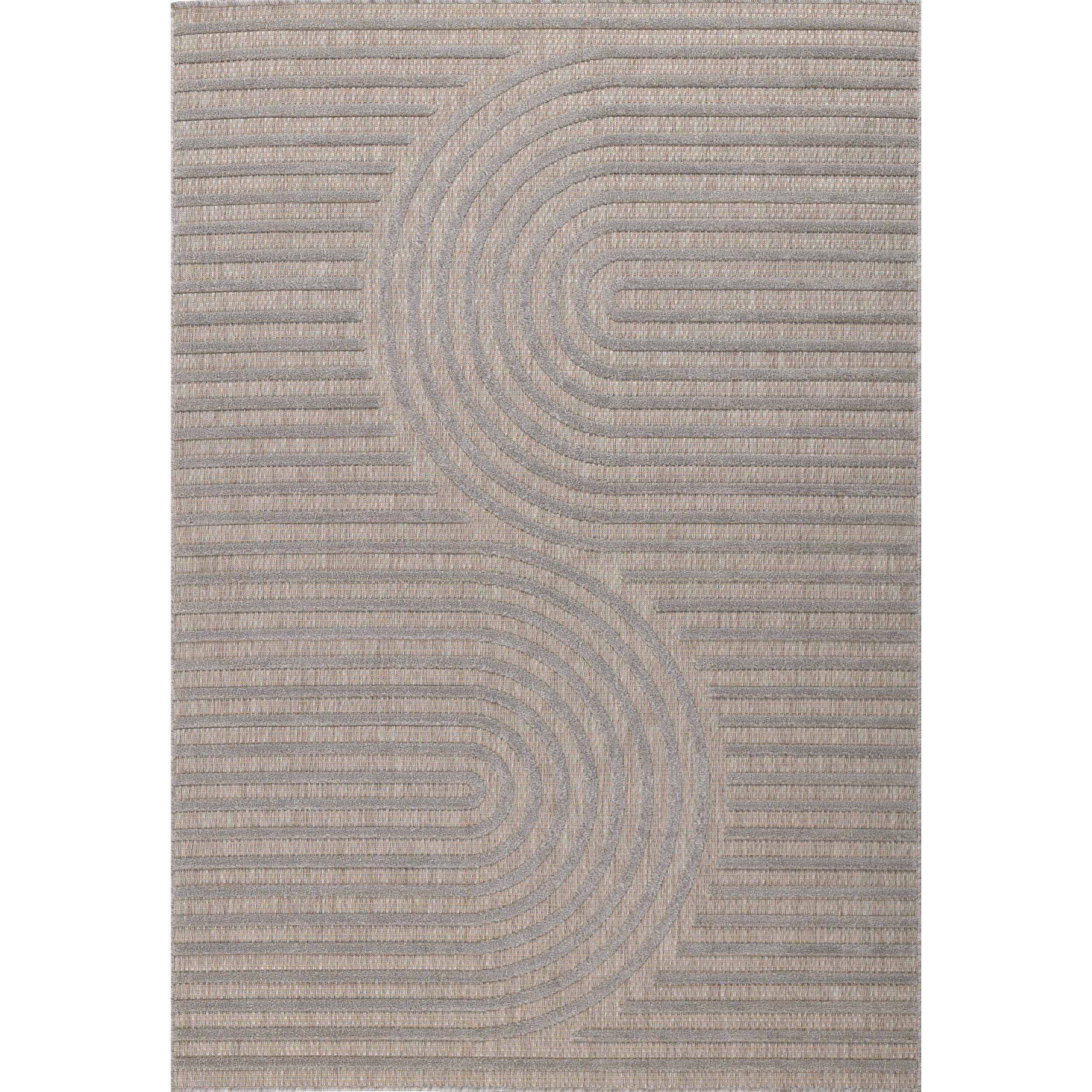 SANTORINI - Tapis d'intérieur/extérieur à motifs en relief géométrique - Gris