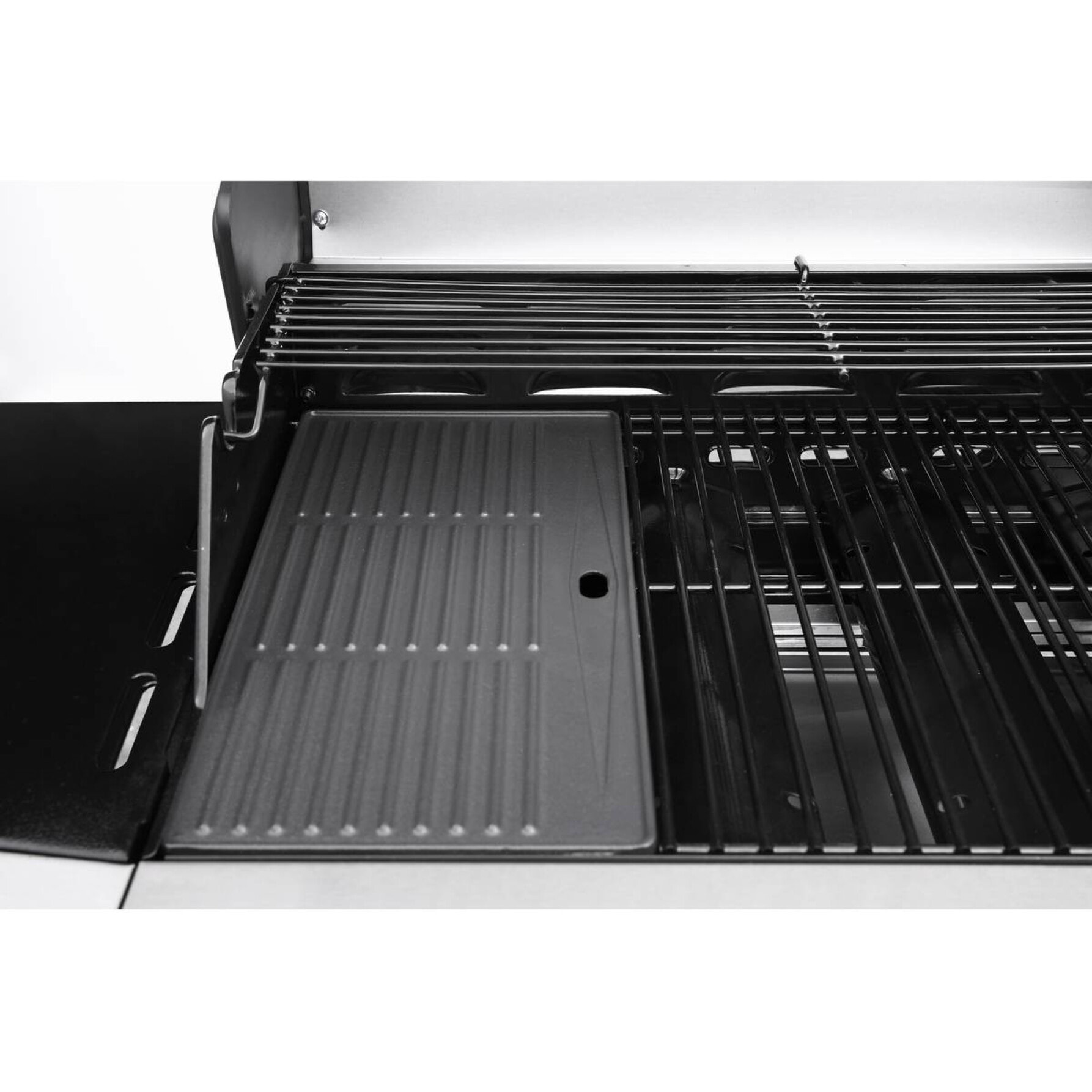 Barbecue Gaz avec LED "Bingo 4" - 4 brûleurs dont 1 latéral - 14kW + Housse protection - Argenté