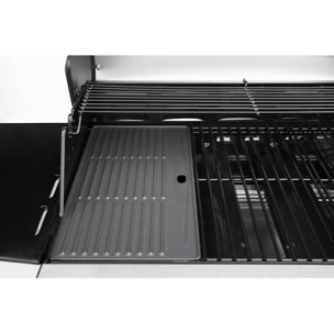 Barbecue Gaz avec LED "Bingo 4" - 4 brûleurs dont 1 latéral - 14kW + Housse protection - Argenté