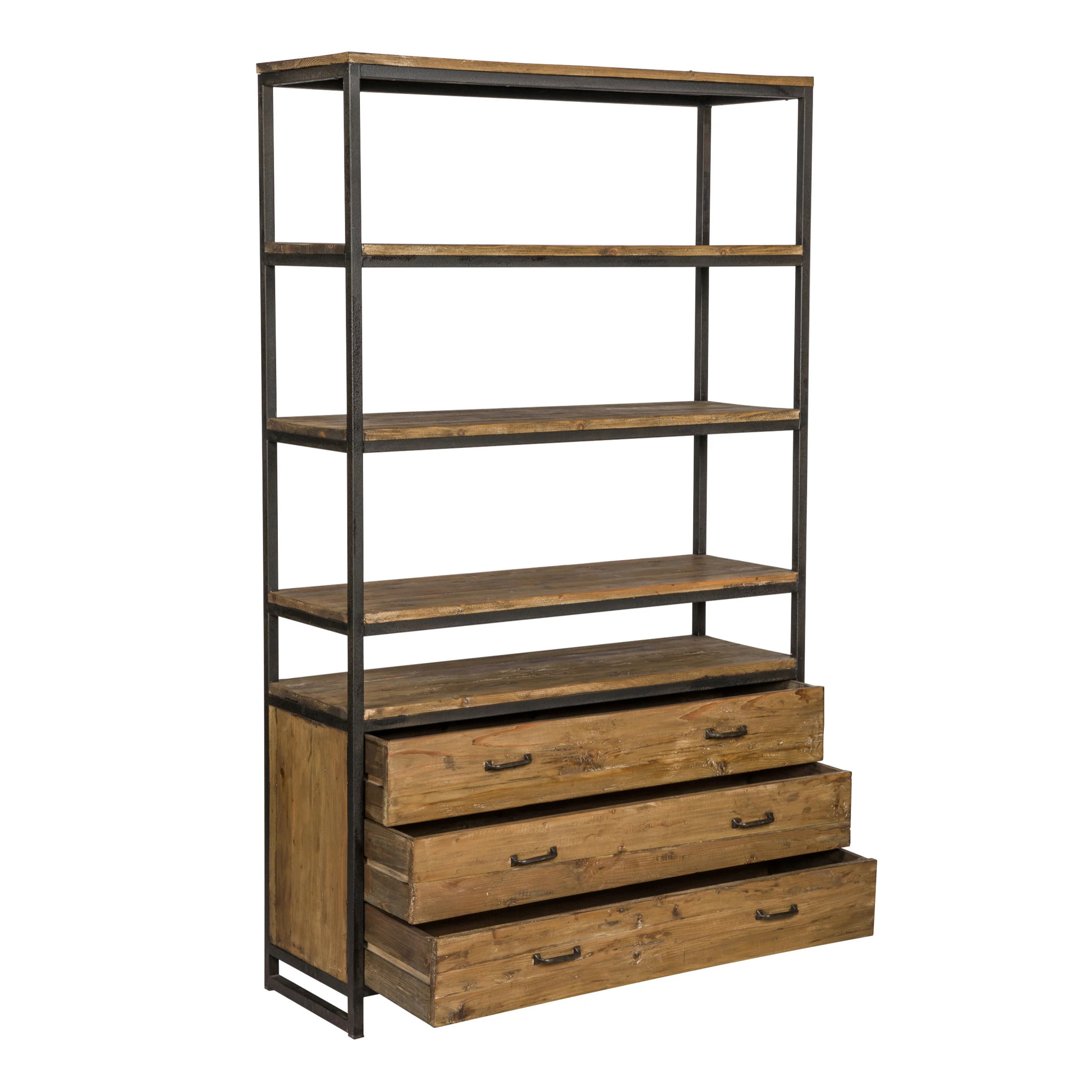 Bibliothèque en bois recyclé 3 tiroirs et 4 étagères - Paname