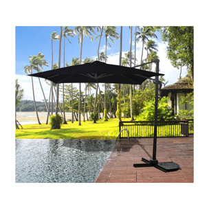 Parasol jardin déporté - 2.5 x 2.5 m - Noir