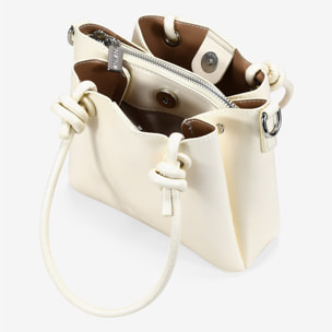 Bolso de mano beige acharolado