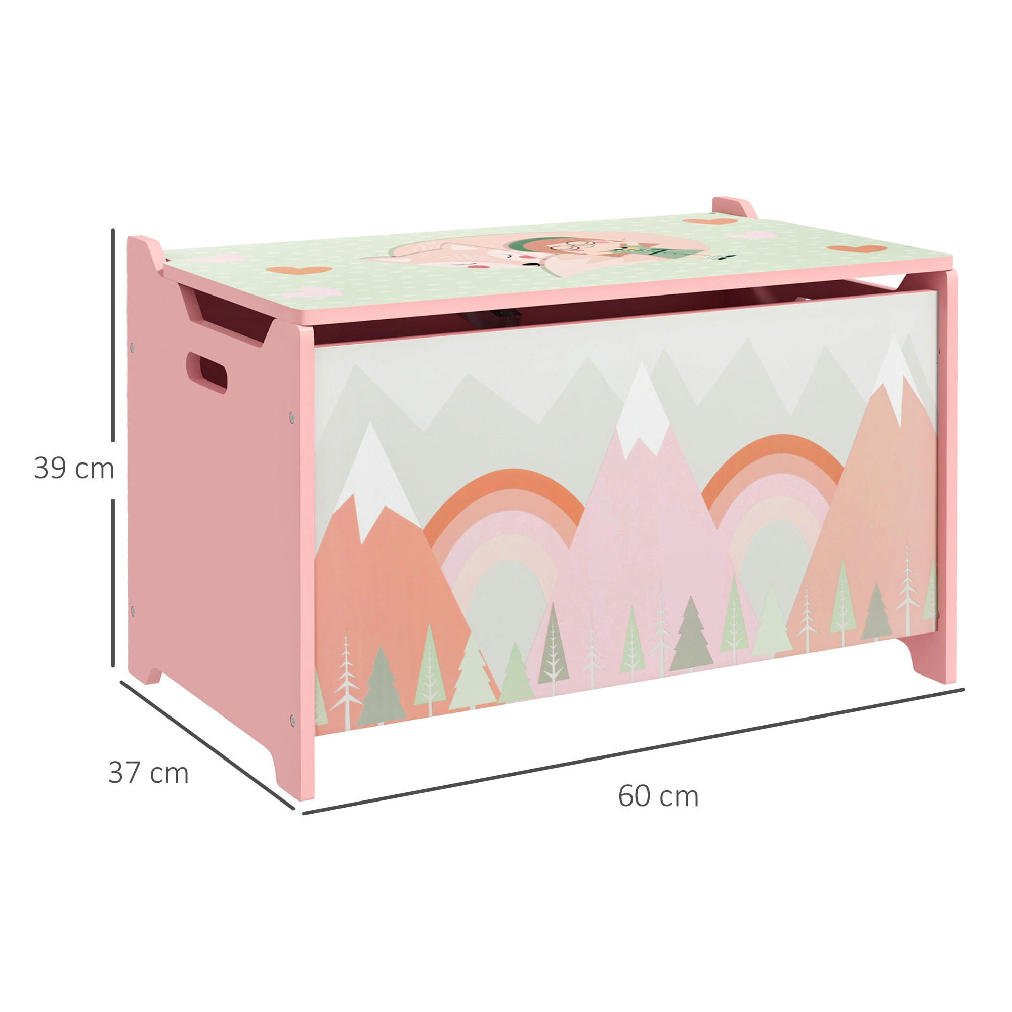 Cajas de Almacenamiento Cajas de Juguetes para Niños de 3 a 8 Años con 2 Asas y Estampado de Zorro Carga 20 kg para Libros Ropas en Dormitorio Salón Comedor 60x37x39 cm Rosa