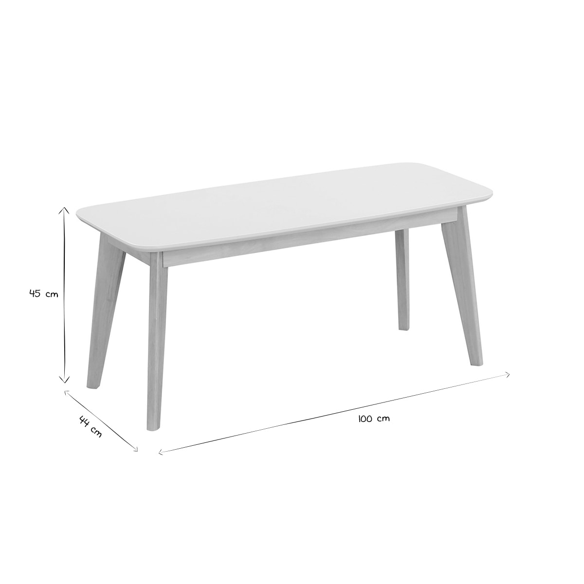 Banc scandinave blanc et bois clair L100 cm LEENA