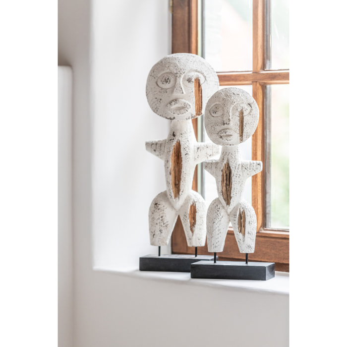 J-Line décoration Personnage Primitif - bois - blanc - small