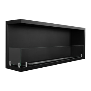 Sutri 120 - Camino a Bioetanolo da Incasso Angolare Sinistro 120x45x22,4 cm con Bruciatore 1,25lt in Acciaio