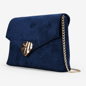 Bolso de mano azul marino con broche dorado
