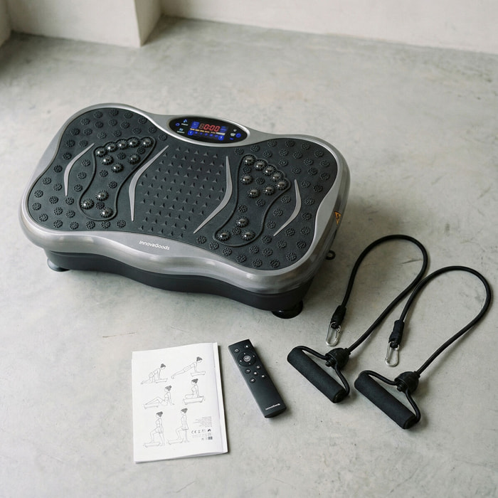 Pack plateforme vibrante avec haut-parleur, bandes élastiques, télécommande et gilet sauna homme L InnovaGoods