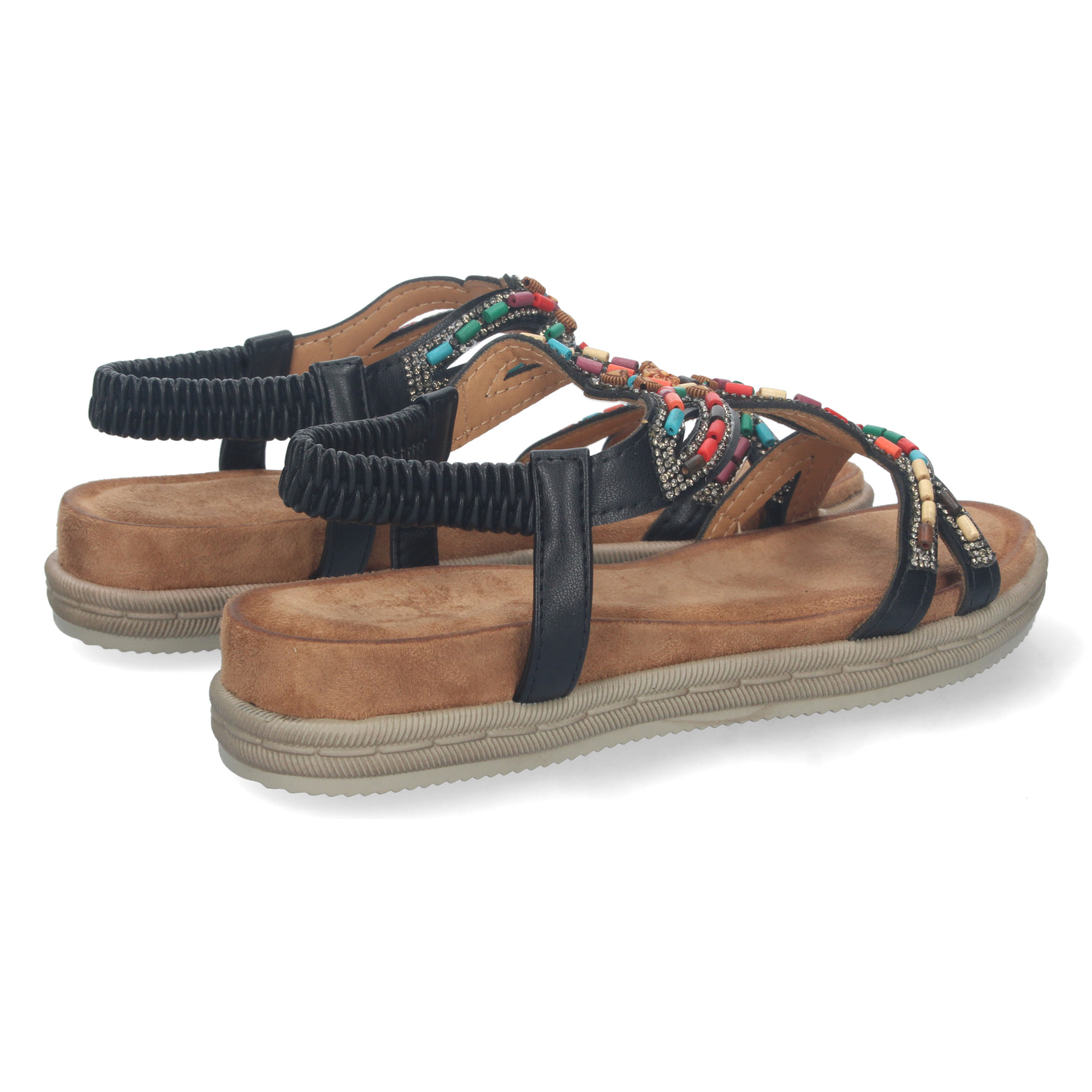 Sandalia Plana con Detalles y Elastico