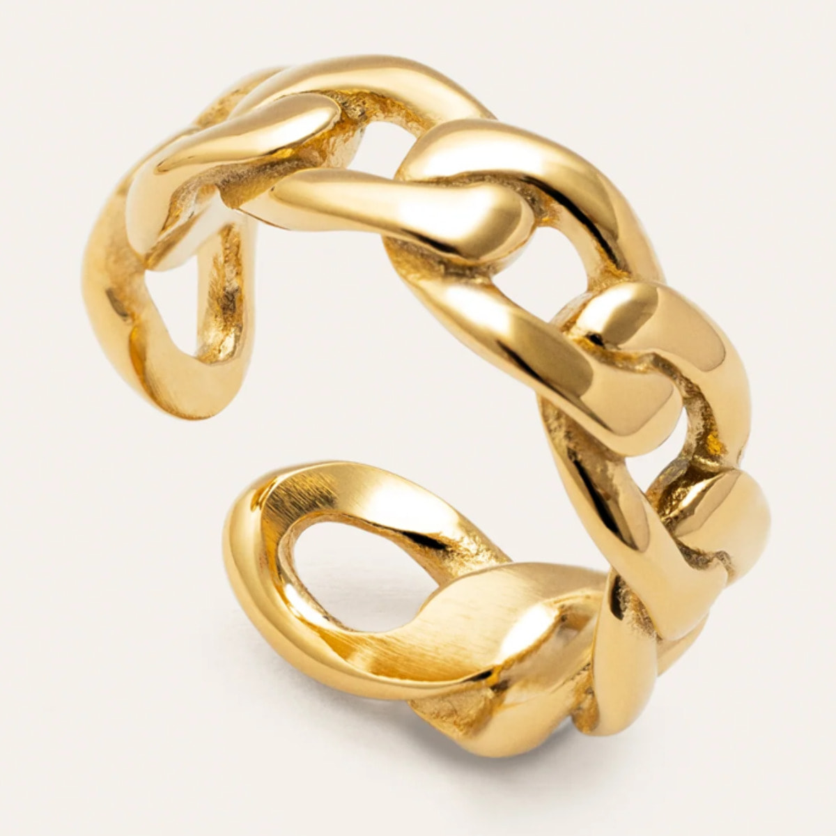 Anello Chunky Link Acciao Placcato Oro