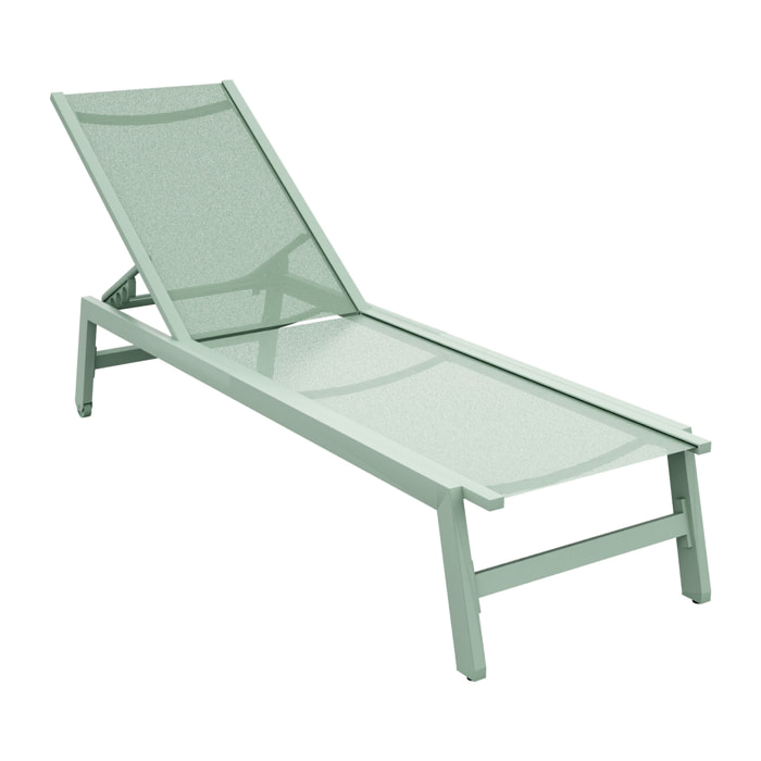 Nilo - Lettino Prendisole da Giardino Mare Piscina 192x55x30 cm in Alluminio e Textilene Verde Salvia