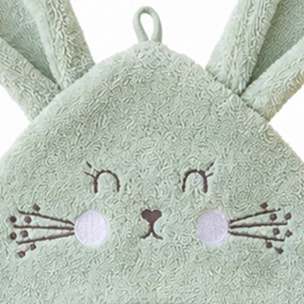 Peignoir enfant enfant pur coton 420 g/m² brodé vert Petit lapin vert d'eau