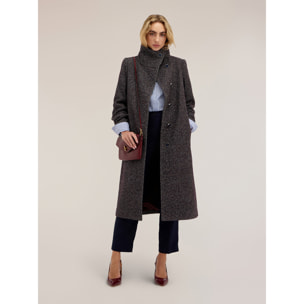 Motivi - Cappotto cinturato con collo alto - Grigio