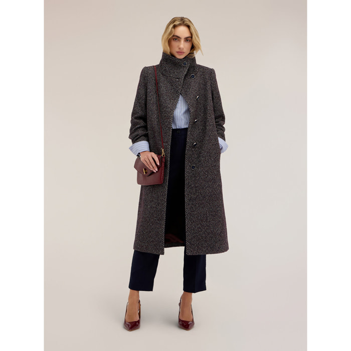 Motivi - Cappotto cinturato con collo alto - Grigio