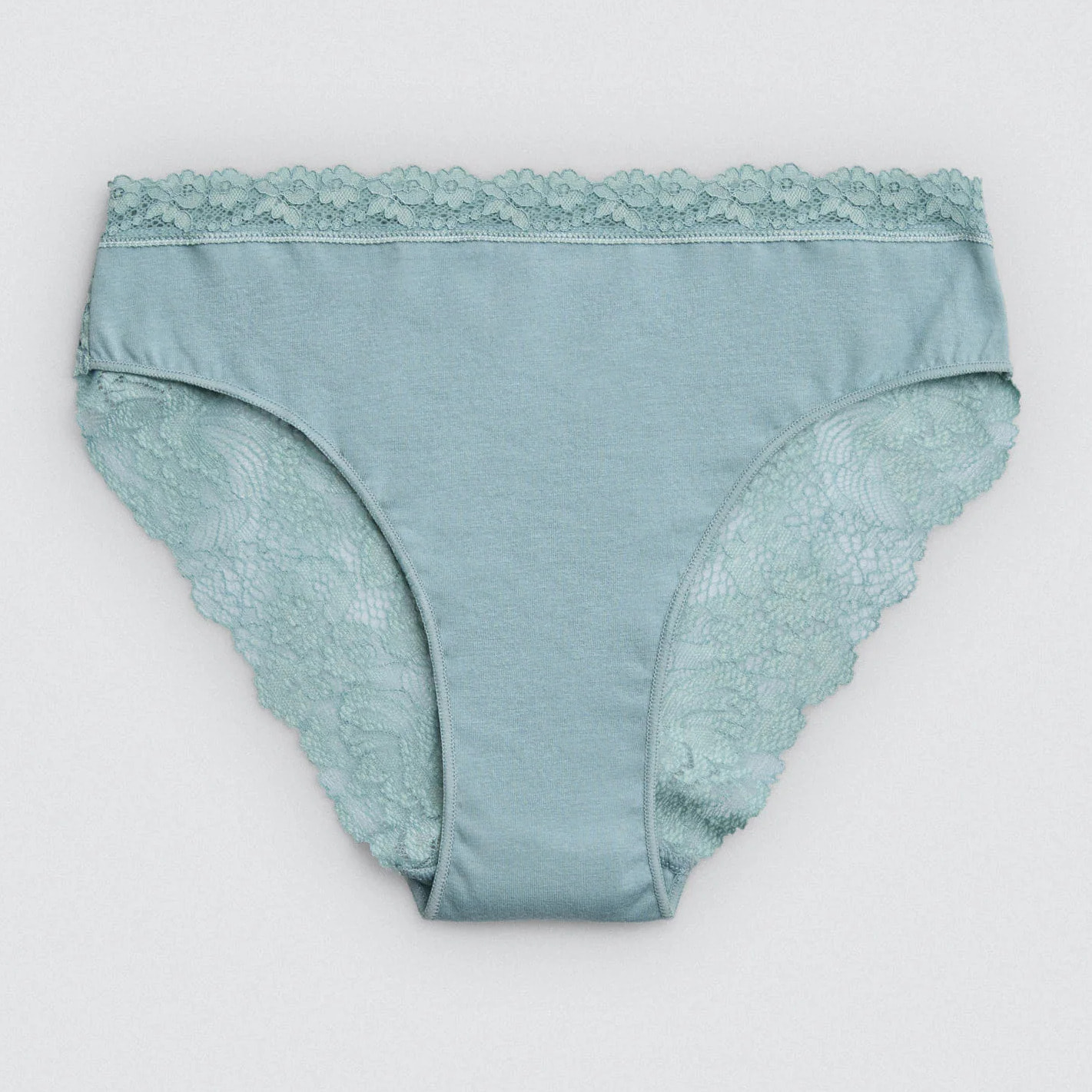 Mini mutandine di cotone con pizzo verde