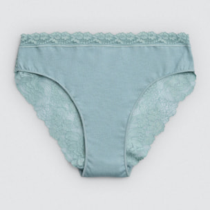 Mini mutandine di cotone con pizzo verde