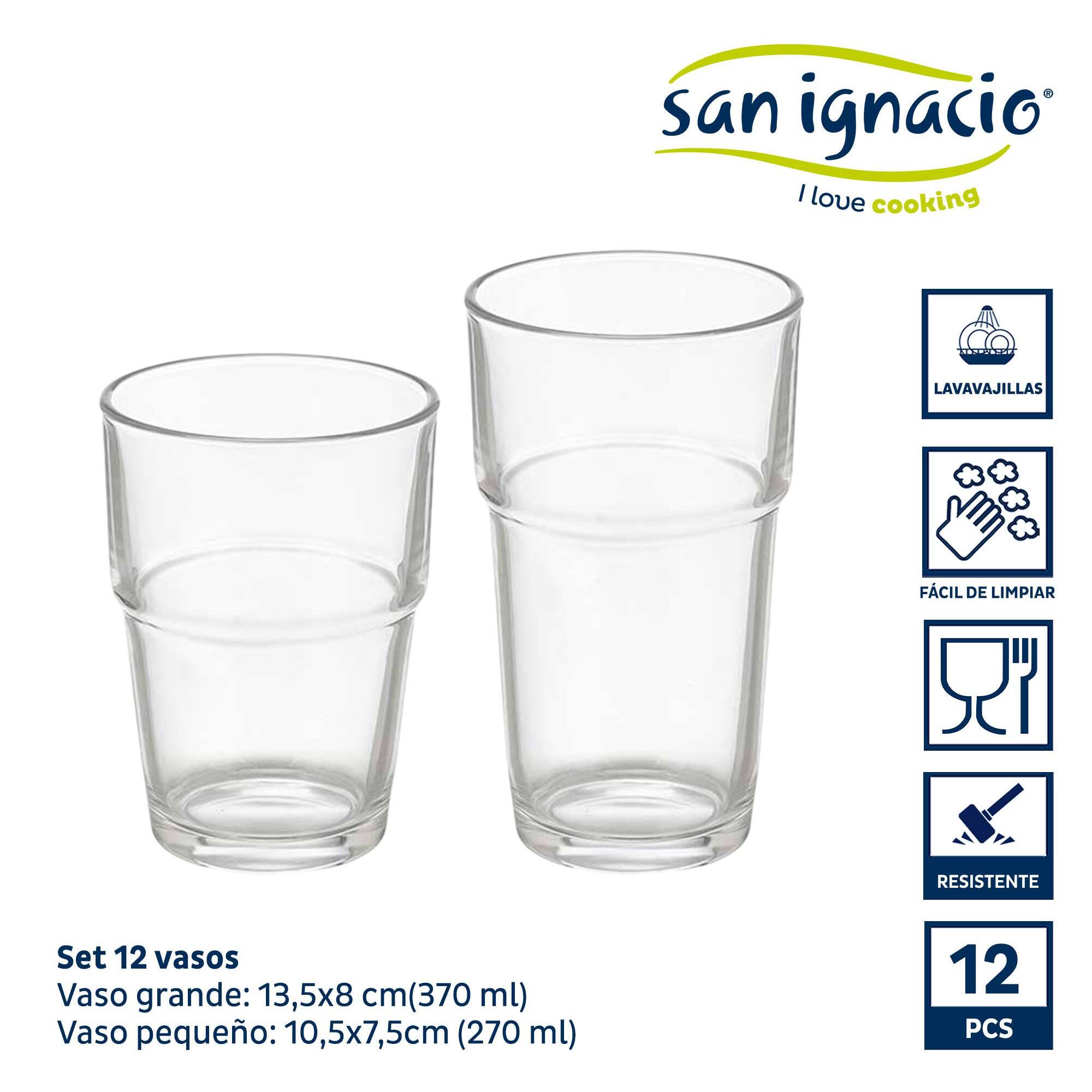 Set 12 vasos apilables 270ml 370ml colección vivalto