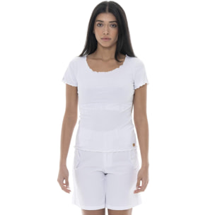 T-shirt da donna in costina elasticizzata Leone Chic Gold