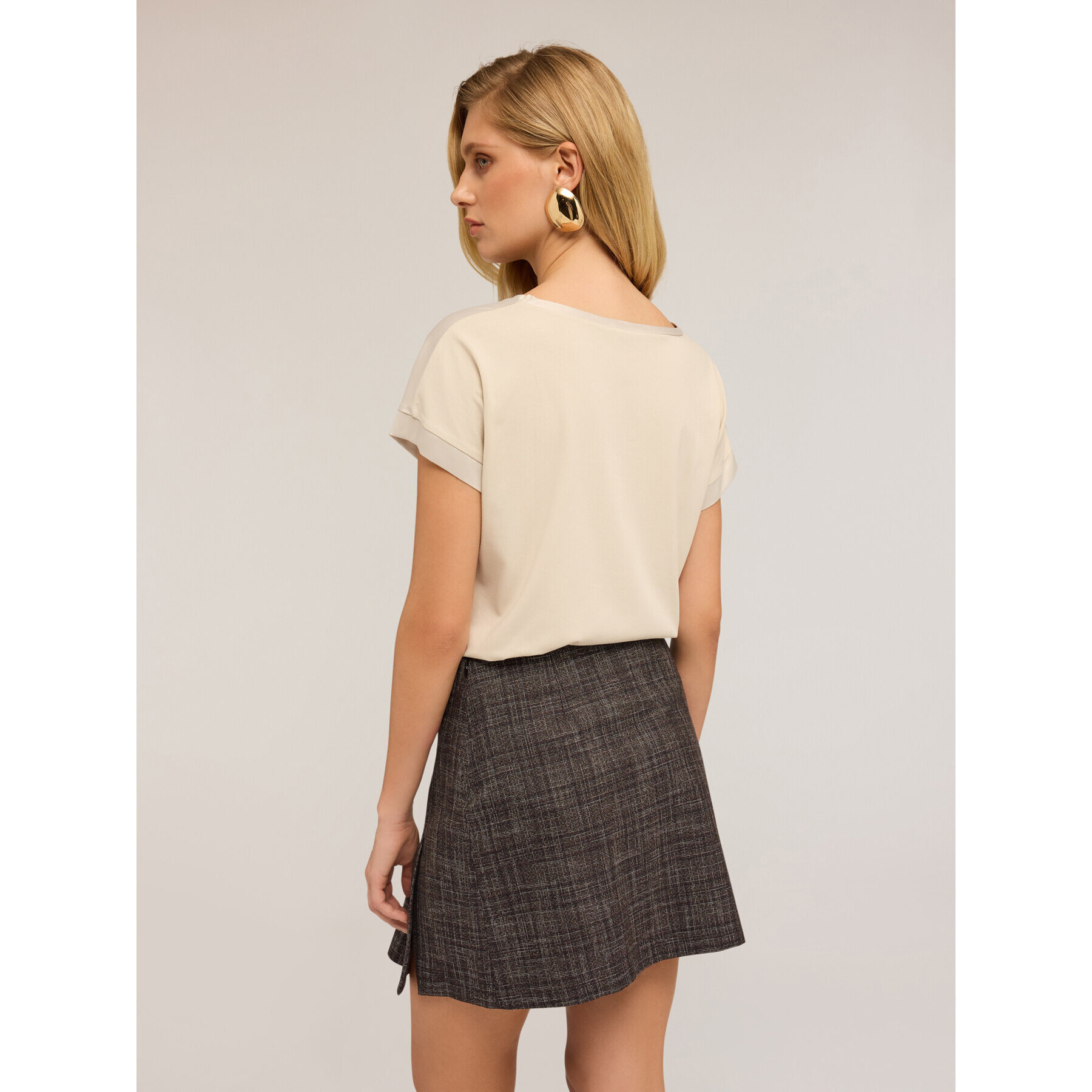 Motivi - T-shirt bimaterica - Beige