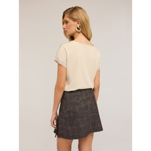 Motivi - T-shirt bimaterica - Beige