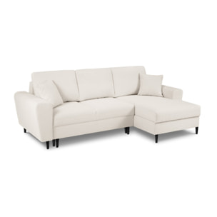 Canapé d'angle droit convertible avec coffre de rangement "Kyoto" 4 places en bouclé beige
