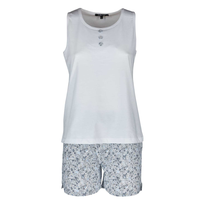Pigiama leggero LADYLAW fiori blu e celeste
