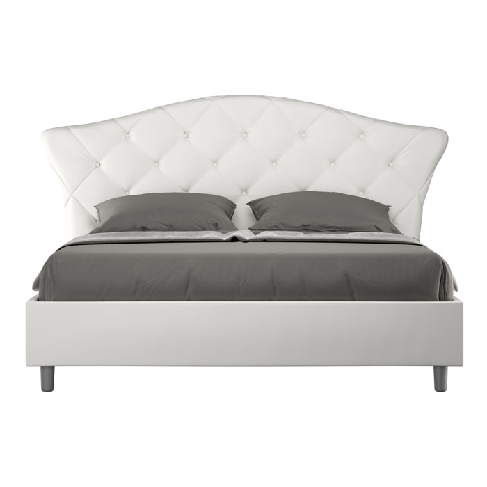 Cama sin somier acolchada 160x190 cuero sintético blanco Langre