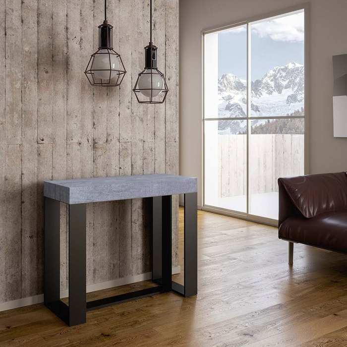 Console Futura Premium cm.90x40 (extensible à 300) Ciment cadre Anthracite